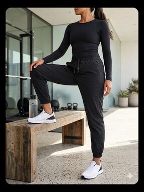 Lululemon In Depth Jogger Black Size 10 Lightweight Athletic Travel Pant